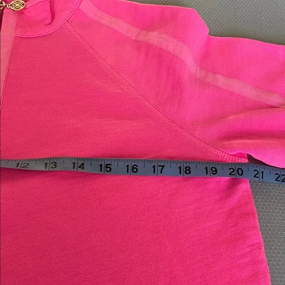 Lilly Pulitzer Pink Ashlee 1/2 Zip Cotton Sweatshirt Size Medium - Picture 6 of 11